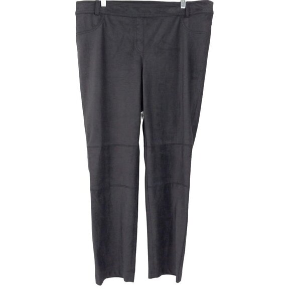 BASLER Gray Faux Suede Pants High Rise Slim Straight Leg Minimalist Versatile 46 - Picture 1 of 13